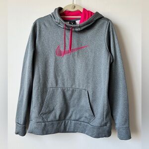 Nike Dri-Fit Women’s Hoodie Gray Pink Logo Pullover Size M